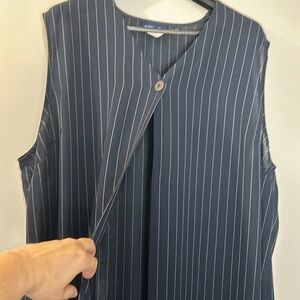 Addition-Elle woman’s sleeveless dress striped sheer navy white size 22